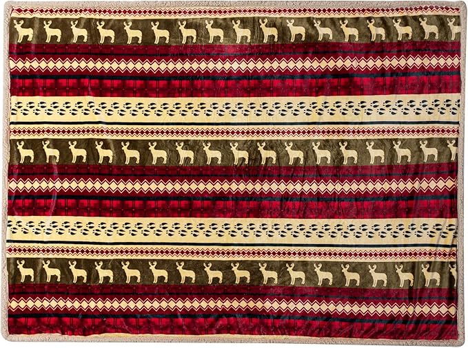 PAVILIA Christmas Sherpa Blanket Throw King Bed| Red Flannel Fleece Christmas Decoration Blanket| Plush, Warm, Soft Cozy Reversible Winter Holiday Blanket 90x108
