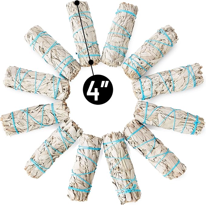 White Sage Smudge Sticks 4" Inch Smudging Wands 6 Bundles | Smudge Kit White Sage Incense Sticks for Home Cleansing (6 Pack)