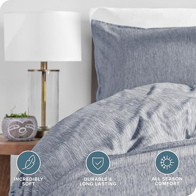 Bare Home Bedding Duvet Cover King Size - Premium 1800 Super Soft Collection - Lightweight, Cooling - Soft Breathable Bedding Duvet Cover (King, Heathered Midnight Blue)