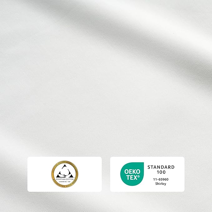 IZOD 100% Egyptian Cotton Sheets Set Twin XL Size, Cotton Percale Crisp Sheet Set 3Pc, Lightweight & Deep Pocket fits Upto 17",Long-Staple Soft Combed,Hotel Style Sheets Luxury Bedding Sheet-White
