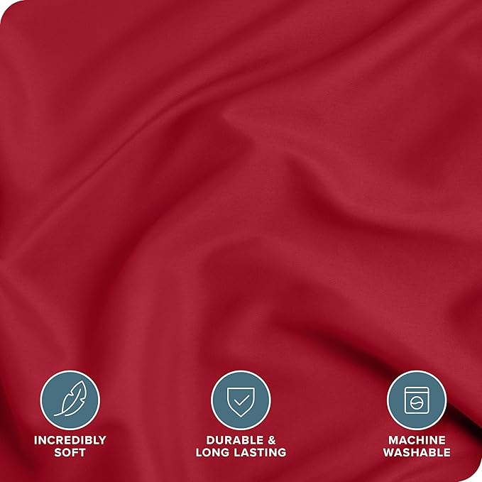 Bare Home Bedding Duvet Cover Extra Long Size - Premium 1800 Super Soft Collection - Lightweight, Cooling Duvet Cover - Soft Breathable Bedding (Twin/Twin XL, Red)