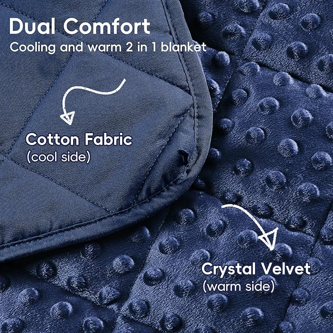 yescool Weighted Blanket 7 Pounds Blue Twin Size Cooling Weighted Throw Blanket, Minky Heavy Blankets Warm Weighted Comforter, Big Washable Thick Blankets Gift for 60-90lbs, 40 * 60in