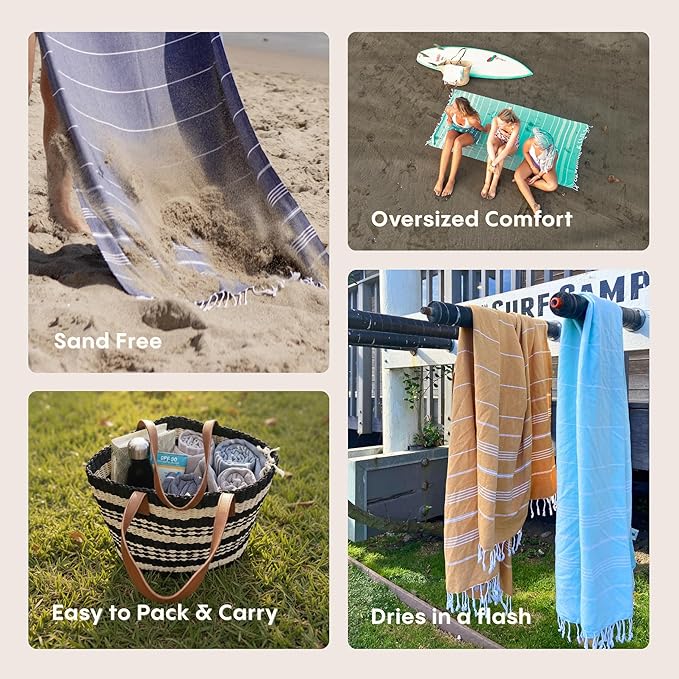 WETCAT Turkish Beach Towel Oversized (38"x71") 100% Turkish Cotton, Made in Turkey - Sand Free, Extra Large, Ultra Soft, Quick Drying, Compact & Lightweight for Travel - Burnt Orange