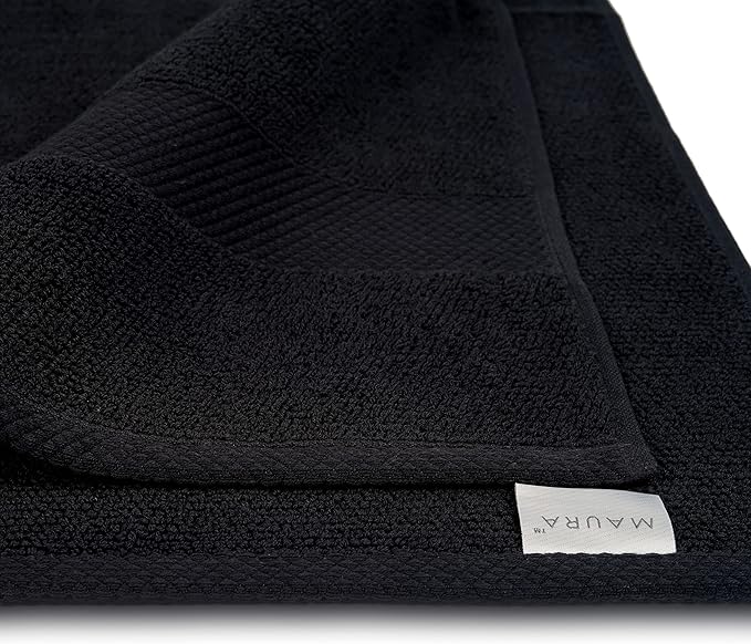 MAURA Premium Bath Sheets 100% Cotton 35x70 Oversized Ultra Absorbent Quick Dry Soft Towel Set for Bathroom Extra Large Bath Towels, Black