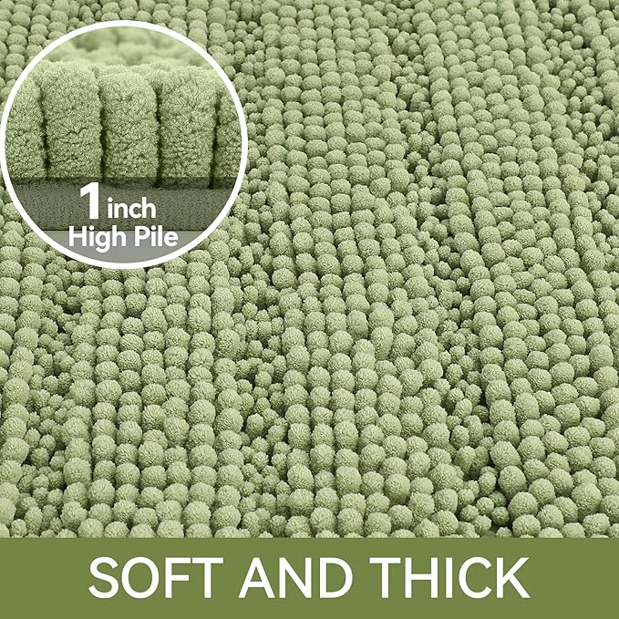 Bcoimo 48"×24" Chenille Bath Mat – Non-Slip with Backing Bath Rug Ultra-Absorbent and Machine Washable Bathroom Mat Quick-Dry Design. Ideal for Bathroom and Tub Areas