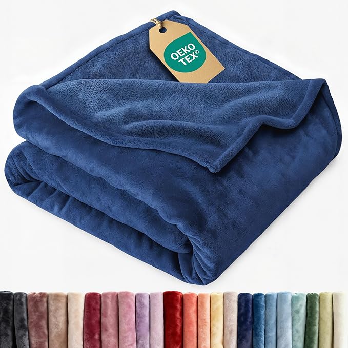 Ultra Soft Fleece Blanket Throw Size - Flannel Fleece Luxury Throw Blanket - Lightweight for Couch Bed Chair - Thick, Warm & Breathable - All Season Cozy Anti-Static Microplush Bedding, Royal Blue