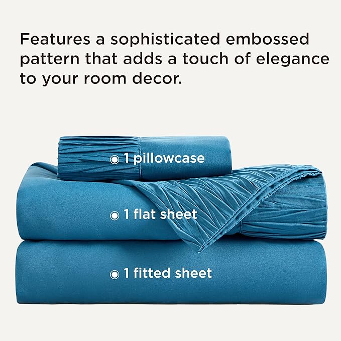Bedsure Twin XL Sheet Sets Dorm Bedding - 3 Pieces Soft Extra Long Twin Sheets, Hotel Luxury, Easy Care Microfiber for Women, Men, Teal Blue