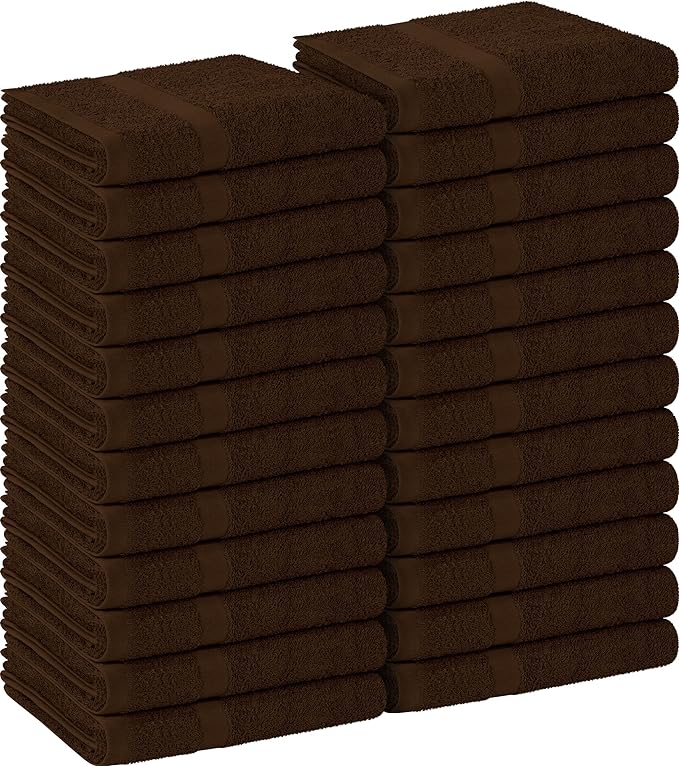 Utopia Towels, Salon Towel, Pack of 24, Not Bleach Proof, 16 by 27 Inches, Highly Absorbent Cotton Towels for Hand, Gym, Beauty, Spa, and Home Hair Care, Dark Brown