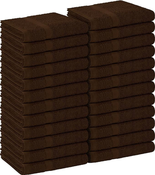 Utopia Towels, Salon Towel, Pack of 24, Not Bleach Proof, 16 by 27 Inches, Highly Absorbent Cotton Towels for Hand, Gym, Beauty, Spa, and Home Hair Care, Dark Brown
