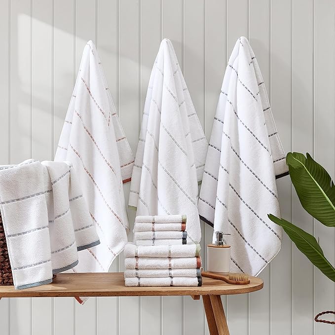 Tommy Bahama - Bath Towels, 100% Soft & Absorbent Cotton, Low Linting & Fade Resistant, Medium Weight Bathroom Towels (Ridley Solid Grey, 3 Piece)
