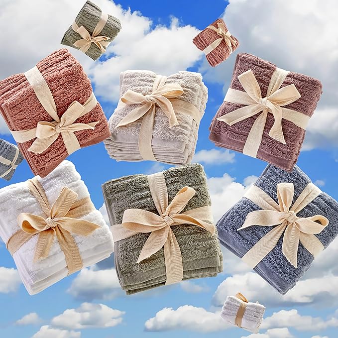 SKL Home CloudSoft Cotton Luxury 4-Piece Washcloth Set, Sage