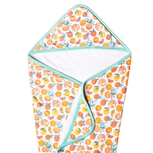Copper Pearl Premium Knit Hooded Bath Towel with Terry Cloth Interior Citrus
