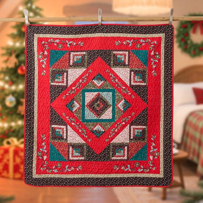BEDIFANY Christmas King Size Quilt Set - Cotton Bedspreads King for Bed - Lightweight Farmhouse King Quilt Bedding Sets for All Seasons, 3 Pieces
