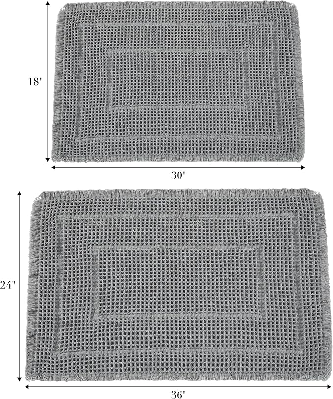 Bath Matts,Upgraded Waffle Super Absorbent Bath Mat,Bathroom Rugs Non Slip Washable, Quick Dry Shower Mats, Ultra Soft Bath Mats for Bath Floor,Grey,24"*36"