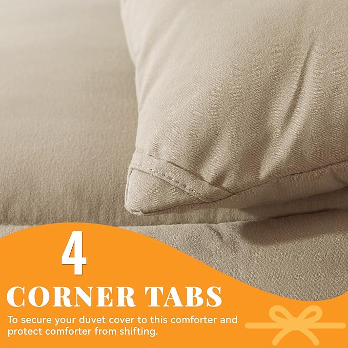 Cosybay Down Alternative Comforter (Beige, Full) - All Season Soft Quilted Full Size Bed Comforter - Duvet Insert with Corner Tabs -Winter Summer Warm Fluffy, 82x86 inches