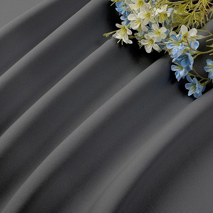 CUCRAF Light Grey Blackout Curtains 63 inch Length 2 Panels Set, Rod Pocket Room Darkening Drapes for Bedroom Living Room, Insulated Thermal Light Blocking Window Curtain (W52 x L63 Inch)