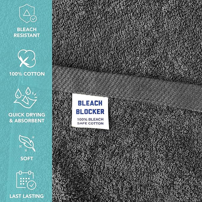 Arkwright Bleach Proof Salon Towels - Pack of 12 - Highly Absorbent, 100% Cotton, Quick Dry Spa Face Towel for Hair Stylist, Barber, Pedicure, and Esthetician, 16 x 27 in, Charcoal