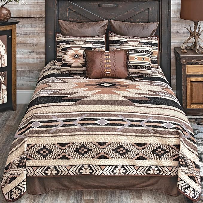 BLACK FOREST DECOR Sunset Crossing King Quilt Set - Lightweight, Southwestern Style Bedding with Bold Geometric Print, Includes Quilt and Shams, Machine Washable