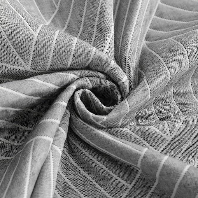 NTBAY 3 Layers Cotton Muslin 68x92 Twin Bed Blanket, Super Soft Breathable Thermal Yarn Dyed Quilt for Adults, Perfect Lightweight Blanket for Couch Sofa Bed All Seasons, Grey Volleyball