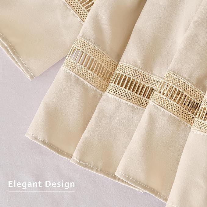 MIYE Wrap Around Ruffled Lace Bed Skirt, Elastic Dust Ruffle with Adjustable Belts, Easy to Put On, Bed Frame Cover, Machine Washable (Ruffled Lace/Light Beige, King/Queen-15 Drop)