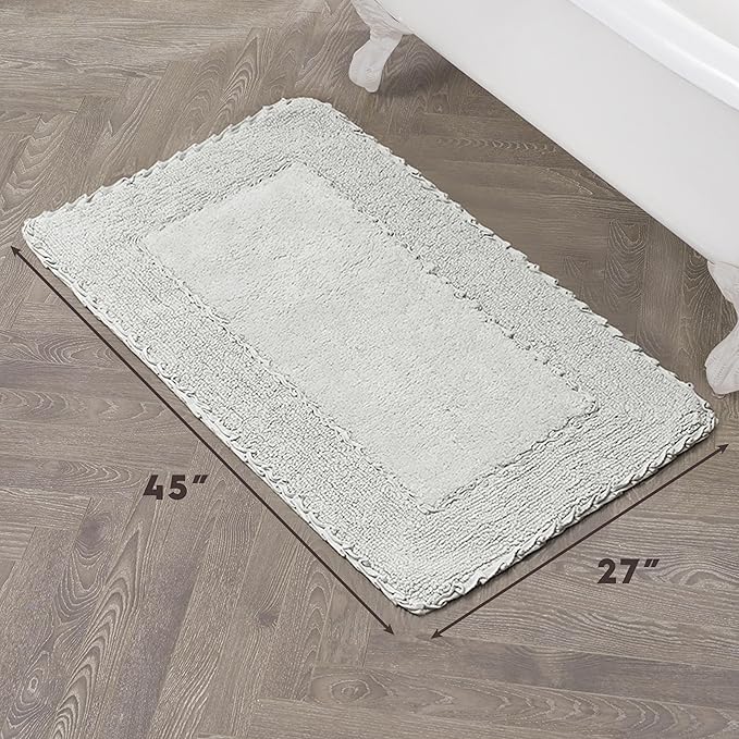 Laura Ashley Ruffle Border Light Grey 27"x 45" 100% Cotton Bath Rug