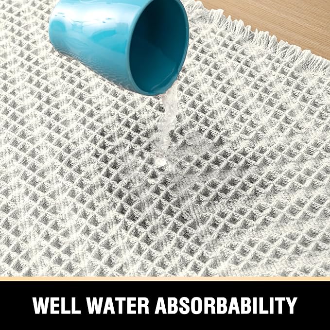 H.VERSAILTEX Waffle Bath Mat Super Absorbent Boho Bath Mat Non Slip Bath Rugs for Bathroom Floor Machine Washable Dry Fast Bathroom Rugs with Tassels, 24" x 36", Ivory White
