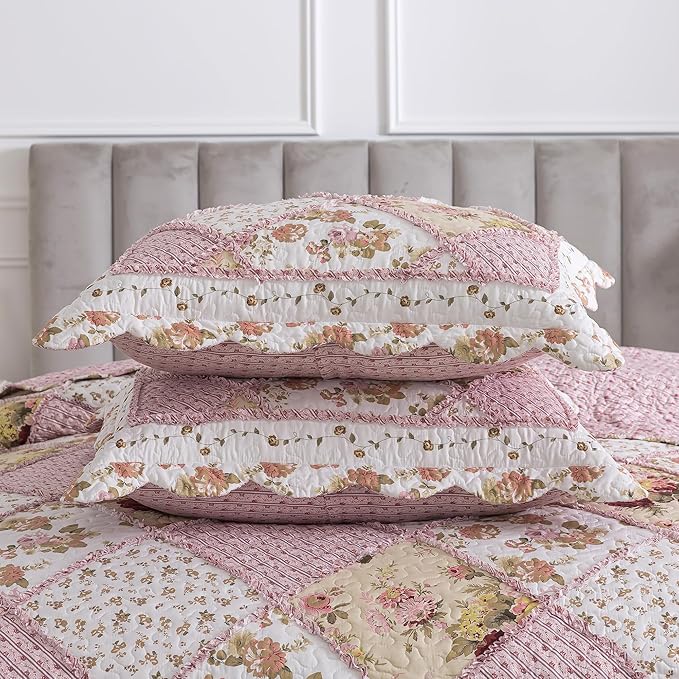 HoneiLife Quilt Set King Size - Fluffy Bedspreads 106x96, Microfiber Quilts 3-Piece, Patchwork Coverlet Rustic Bedding Sets All Season Quilts