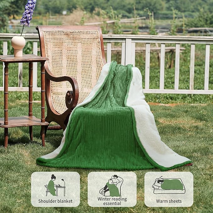 Heated Blanket Electric Blanket Throw 50”X60”-Heating Throw with 5 Heat Settings-3 Hours Auto Off,ETL Certified,Machine Washable (Emerald Green)