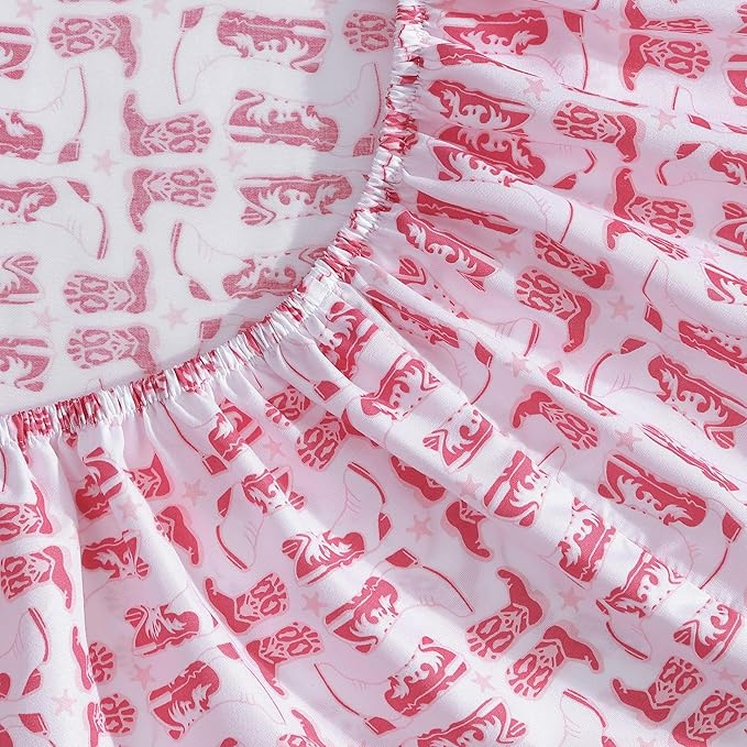 Wrangler - Full Bed Sheets, Ultra-Soft & Lightweight Bedding with Matching Pillowcases, Lightweight Bed Set for All Season Comfort, Oeko-Tex Certified (Knockin Boots Pink)