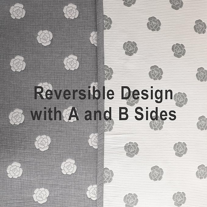 NTBAY 3 Layers Cotton Muslin 88x92 Queen Bed Blanket, Super Soft Breathable Thermal Yarn Dyed Quilt for Adults, Perfect Lightweight Blanket for Couch Sofa Bed All Seasons, Grey Rose