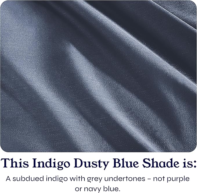 California Design Den 3 Pc Duvet Cover Set - Winner Good Housekeeping Best Bedding Awards 2025, 400 Thread Count Sateen, 100% Cotton Cooling Duvet Cover, Button Closure,Corner Ties - Indigo Dusty Blue