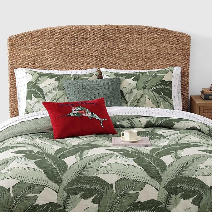 Tommy Bahama - Queen Size Sheet Set, Crisp & Cool Cotton Percale Bedding with a Smooth Lightweight Feel, 4 Piece Holiday Bed Sheets with Matching Pillowcases (Pineapple Pinstripe Red)