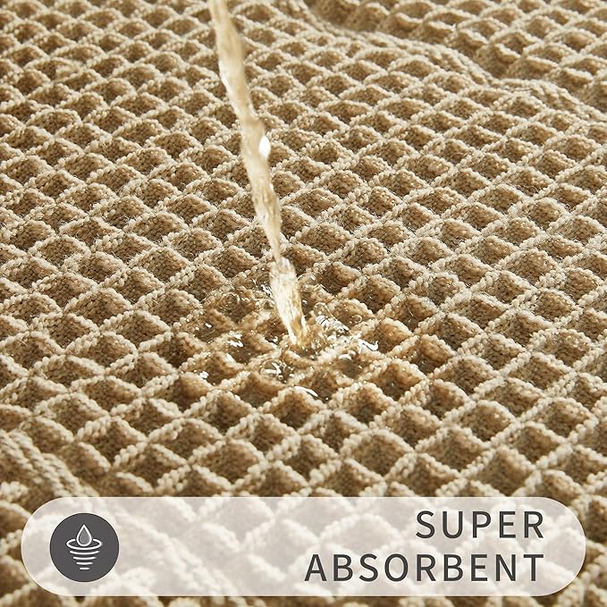 Bath Decor Bath Rugs,Upgraded Waffle Bath Mat,Super Absorbent Non Slip Bath Carpet,Machine Washable Bathroom Rugs for Bathroom, Quick Dry Shower Mats, Ultra Soft,Brown,24" x 36"