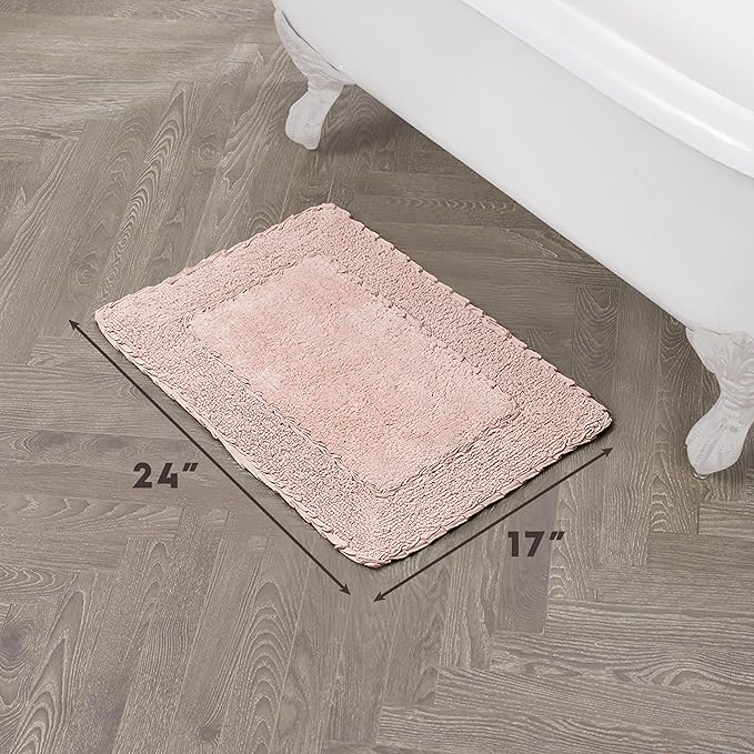 Laura Ashley Ruffle Border 100% Cotton Bath Rug, Blush Pink, 17"x 24"