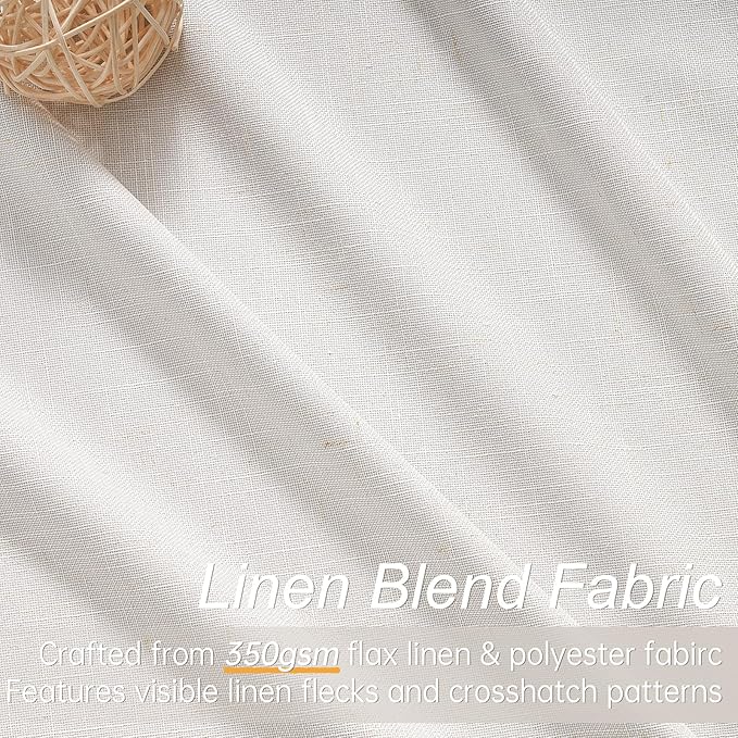 Topfinel 90 Inches Long Full Blackout Linen Curtains for Bedroom, Pinch Pleated Sound Block Curtains, Birch Decorative Elegant Farmhouse Lined Drapes 2 Panels Set for Living Room Sliding Door
