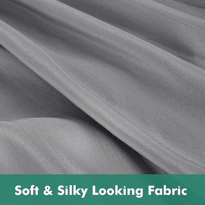 Biscaynebay Wrap Around Bed Skirts with Split Corners for King Beds 12" Drop, Silver Grey Adjustable Elastic Dust Ruffles Easy Fit Wrinkle & Fade Resistant Silky Luxurious Fabric Machine Washable