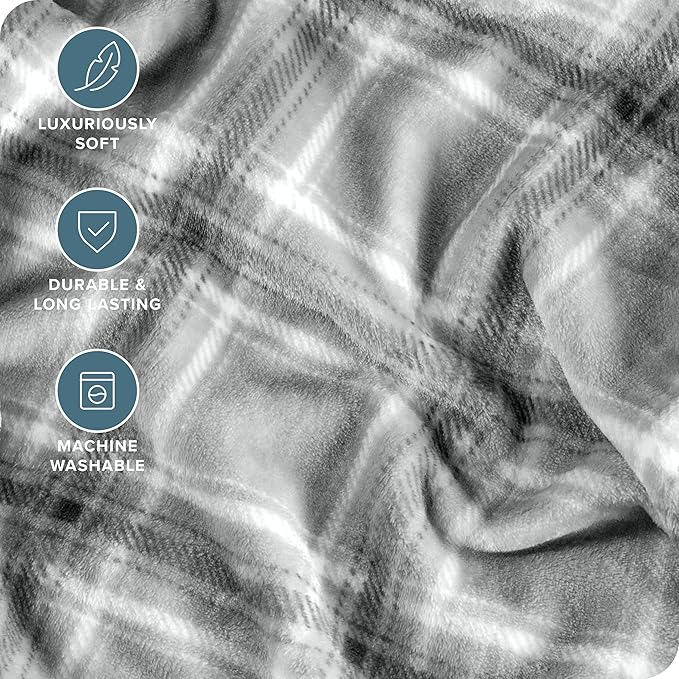 Bare Home Fleece Blanket - Full/Queen - Ultra-Soft Lightweight for Bed, Sofa, and Couch - Luxury Microplush - Cozy Warm Blanket (Full/Queen, Tartan Plaid)