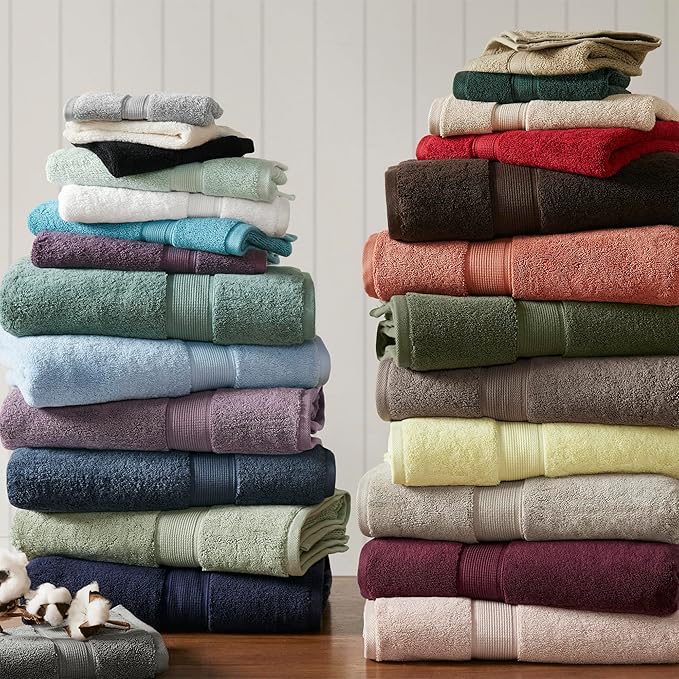 Madison Park 800GSM Bathroom Towel Set of 8 100% Cotton Bath Towel Set for Bathroom Luxurious Highly Absorbent 2 Bath Towels 2 Hand Towels 4 Washcloths Quick Dry Spa Quality Light Blue