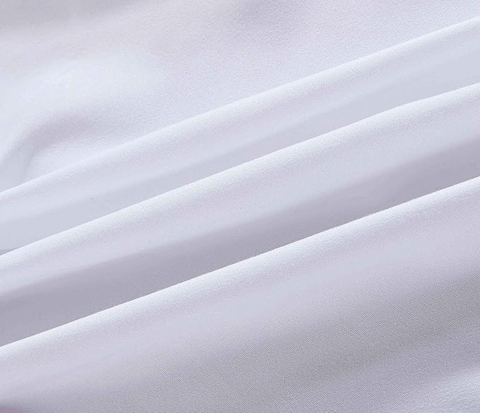 Sheets & Beyond Wrap Around Solid Microfiber Luxury Hotel Quality Fabric Bedroom Gathered Ruffled Bedding Bed Skirt 14 Inch Drop (Queen, White)