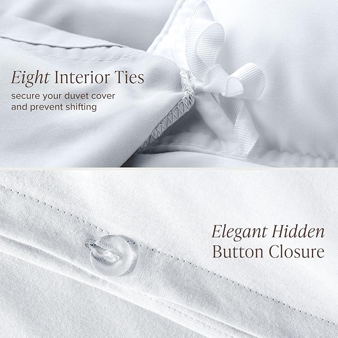 Bare Home 100% Organic Cotton Jersey Duvet Cover Set - Twin/Twin XL Size - Ultra Soft - 100% Cotton - 2pcs - Corner Ties - Button Closure - Bedding Duvet Cover & Pillow Shams (White)