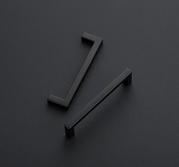 Ravinte 5 Pack Solid 4 Inch Center to Center Slim Square Bar Drawer Handles Kitchen Cabinet Handles Black Drawer Pulls Kitchen Cabinet Hardware Matte Black Pulls