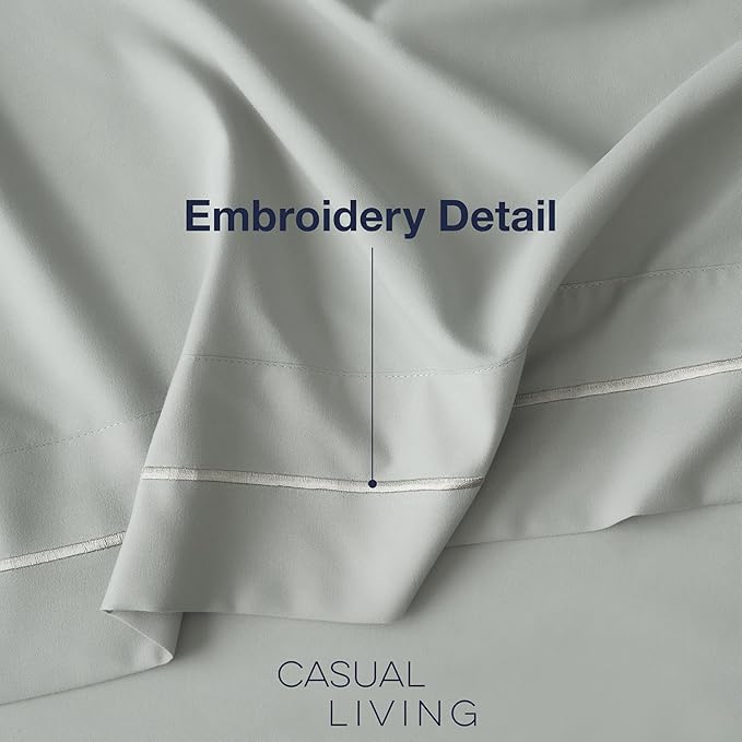 CASUAL LIVING Full Sheets Set 4 Piece Cooling Sheets with 2 Pillowcases Soft Microfiber Hypoallergenic Washable Bed Set Deep Pocket Lightweight Bedding Elasticized for Bedroom, Full, Sage Green