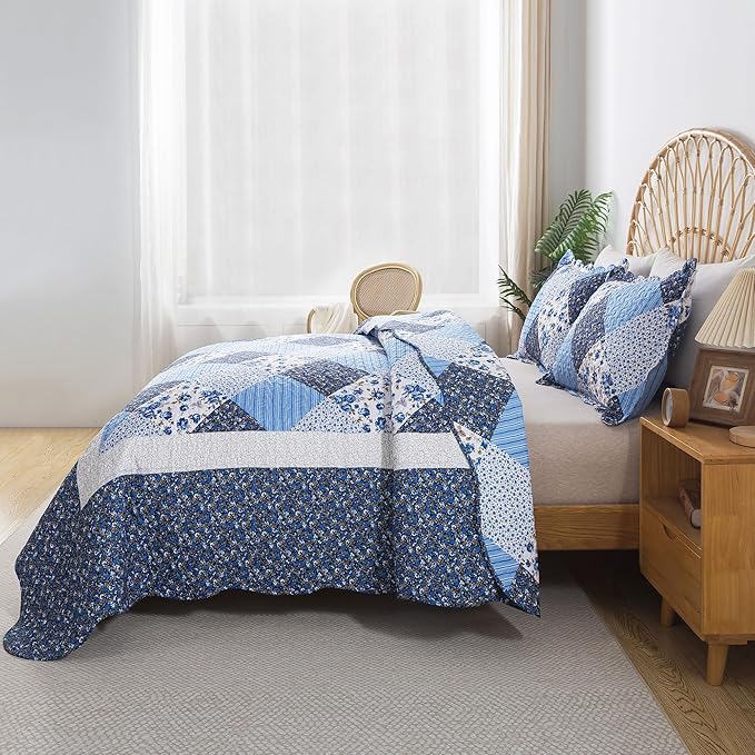 HoneiLife Queen Bedspreads - Oversized 106"x106" Quilt Sets, 3-Piece, All Season Use, Microfiber Coverlet