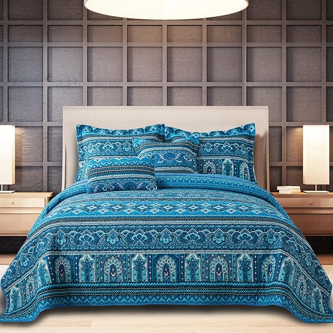 BEDIFANY Cotton Quilt King Size Sets, Lightweight King Bedspread Soft Quilted Reversible Coverlets Sets Boho Quilt King Set for Bed Decorations for All Seasons, 3 Pieces