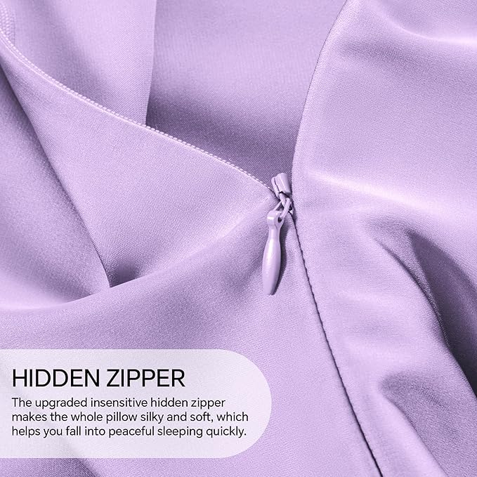 INFIIXSO Mulberry Silk Pillow Cases King Size Set of 2, Silk Pillowcase with Hidden Zipper 20"x36", Extraordinary Smooth and Soft Pillow Case for Hair and Skin(Lavender, 2 Pack)