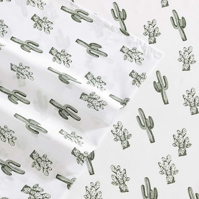 Wrangler - King Bed Sheets, Ultra-Soft & Lightweight Bedding with Matching Pillowcases, Lightweight Bed Set for All Season Comfort, Oeko-Tex Certified (Cacti Green)