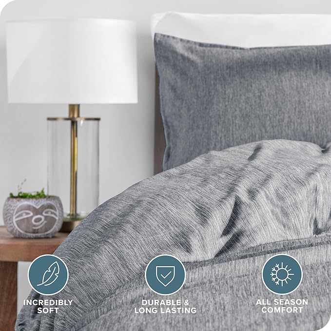 Bare Home Bedding Duvet Cover Oversized King Size - Premium 1800 Super Soft Collection - Lightweight, Duvet Cover - Soft Textured Bedding (Oversized King, Heathered Charcoal)