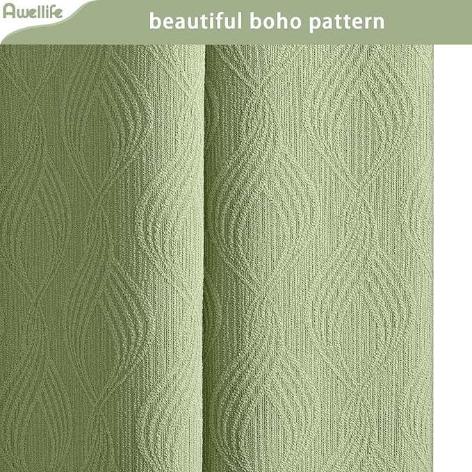 Awellife Modern Farmhouse Shower Curtains Sage Green for Bathroom Fabric Cotton Touch Bohemian Geometric Boho Minimalist Arch 72" L X 72" W