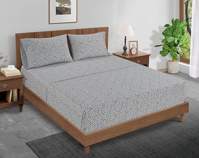 LANE LINEN 100% Organic Cotton Twin XL Sheets Set 3-Piece Pure Percale Bedsheets Bedding Breathable Fits Mattress Upto 15" Deep - Cheetah