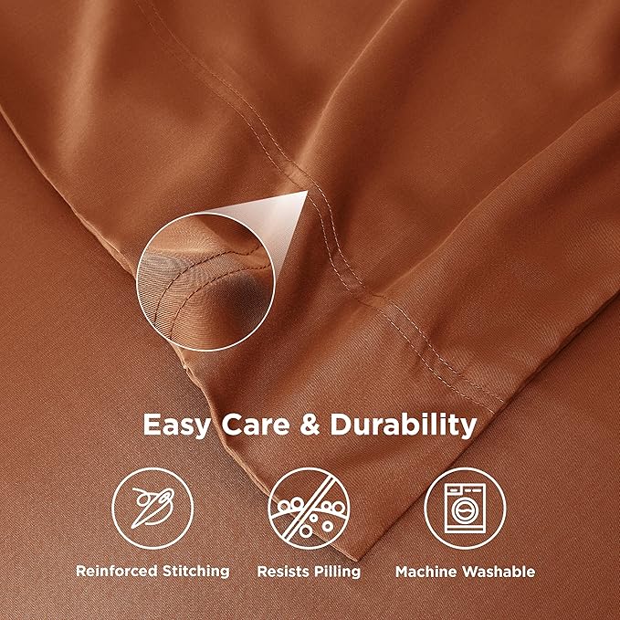 Bedsure King Size Pillow Cases Set of 2, Cooling Pillow Cases for Hot Sleepers, Rayon Derived from Bamboo Burnt Orange Pillowcases, Breathable & Soft Pillow Covers with Envelope Closure, 20x36 Inches
